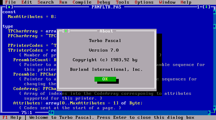 Turbo Pascal 1992